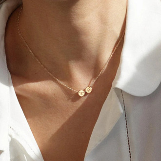 Gold Tiny Disc Initial Necklace Letter Custom Name Necklace Personalized Dainty Engraved Dise Jewelry Women