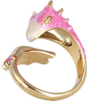 Gold Topaz Dragon Ring Lucky Fingere Huisdier Verstelbare Wrap Open Ringen Dier Sieraden Voor Vrouwen Meisje Fq-Ing Roze