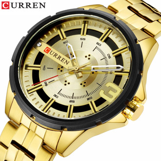 Gold Watches for Men Luxury Brand CURREN Watch Business Men's Clock Fashion Quartz Stainless Steel Wristwaches Waterproof