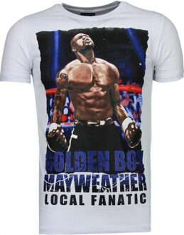 Golden Boy Mayweather - Rhinestone T-shirt - Wit - Maten: XXL