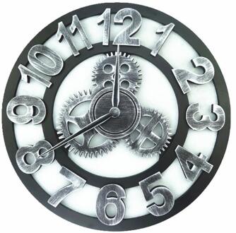 Golden Classic Retro Eenvoudige Moderne Home Art Klok Creatieve Licht Luxe Wandklok Eenvoudige Persoonlijkheid Woonkamer Klok digitaal zilver-40cm