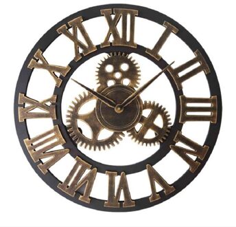 Golden Classic Retro Eenvoudige Moderne Home Art Klok Creatieve Licht Luxe Wandklok Eenvoudige Persoonlijkheid Woonkamer Klok Roman goud-40cm