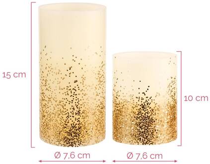 Golden Glitter Led-kaarsen Wax - 2 Stuks