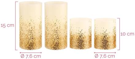 Golden Glitter Led-kaarsen Wax - 4 Stuks Goudkleurig