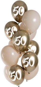 Golden Latte 50 Jaar Ballonnen Mix 12st (33cm) Goud - Brons