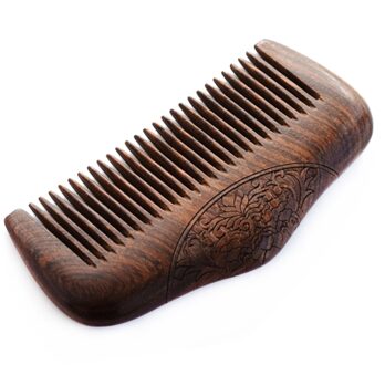 Golden Sandelhout Kam Dubbelzijdig Gesneden Natuurlijke Sandelhout Fijne Kam Anti-Statische Zorg Massage 10X5.8X1.3Cm P9