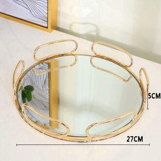 Golden Slag Opbergvak Nordic Glas Spiegel Cosmetische Plaat Desktop Sieraden Display Trays Kaptafel Decoratie Ornamenten
