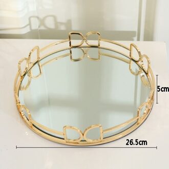 Golden Slag Opbergvak Nordic Glas Spiegel Cosmetische Plaat Desktop Sieraden Display Trays Kaptafel Decoratie Ornamenten