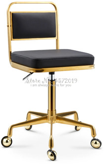 Golden Stainless Steel Work Stool Raised and Lowered Rotating Hairdressing Stool Beauty Barber Stool with Wheels Dressing Chair