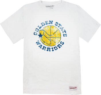 Golden State Warriors Distressed Logo Heren T-shirt - maat Wit