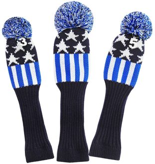 Golf 3 Stks/set Gebreide Pom Pom Sok Covers 1-3-5 Golf Hout Headcover Voor Golf Dirver/fairway Golf Club Headcovers