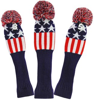 Golf 3 Stks/set Gebreide Pom Pom Sok Covers 1-3-5 Golf Hout Headcover Voor Golf Dirver/fairway Golf Club Headcovers