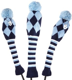 Golf 3 Stks/set Gebreide Pom Pom Sok Covers 1-3-5 Golf Hout Headcover Voor Golf Dirver/fairway Golf Club Headcovers