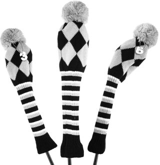 Golf 3 Stks/set Gebreide Pom Pom Sok Covers 1-3-5 Golf Hout Headcover Voor Golf Dirver/fairway Golf Club Headcovers