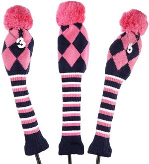 Golf 3 Stks/set Gebreide Pom Pom Sok Covers 1-3-5 Golf Hout Headcover Voor Golf Dirver/fairway Golf Club Headcovers