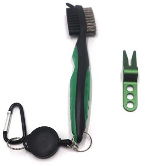 Golf Accessoires Combo 2-Side Golf Club Borstel + Aluminium Golf Graszode Reparatie Tool groen