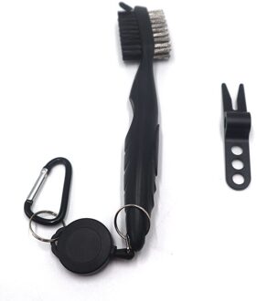 Golf Accessoires Combo 2-Side Golf Club Borstel + Aluminium Golf Graszode Reparatie Tool zwart