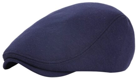 Golf Baret Cap Harden Rand Retro Britse Stijl Verstelbare Running Hoed Voor Vrouwen Mannen donker blauw