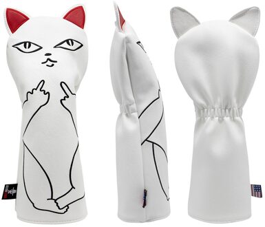 Golf Club Headcover Set Aliennana Zwart Leuke Cool Cat 1 Hout Driver Head Cover Fairway Golf Headcvoer Hybird 3 Stks/set For Fairway(wit)