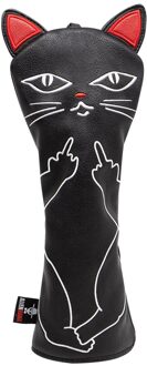 Golf Club Headcover Set Aliennana Zwart Leuke Cool Cat 1 Hout Driver Head Cover Fairway Golf Headcvoer Hybird 3 Stks/set For Fairway(zwart)