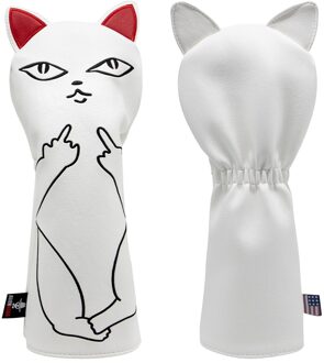 Golf Club Headcover Set Aliennana Zwart Leuke Cool Cat 1 Hout Driver Head Cover Fairway Golf Headcvoer Hybird 3 Stks/set For Hybird(wit)
