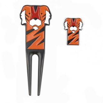 Golf Groene Vork Duurzaam Anti-Kras Zinklegering Cartoon Tijger Patroon Golf Pitch Repairer Pitchfork Voor Golf Sport