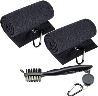Golf Handdoek Voor Golf Zakken Met Clip Microfiber Patroon Golf Club Cleaner Brush Golf
