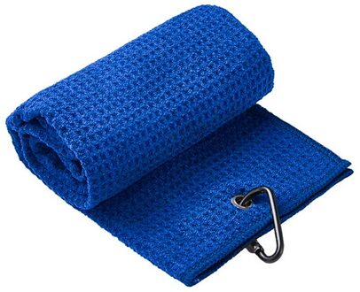 Golf Handdoek Wafel Patroon Katoen Met Karabijnhaak Reinigingsdoekjes Microfiber Haak Reinigt Clubs Ballen Handen blauw
