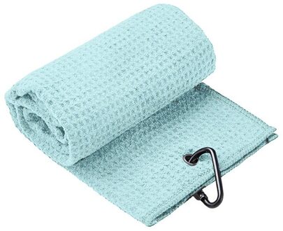Golf Handdoek Wafel Patroon Katoen Met Karabijnhaak Reinigingsdoekjes Microfiber Haak Reinigt Clubs Ballen Handen lucht blauw