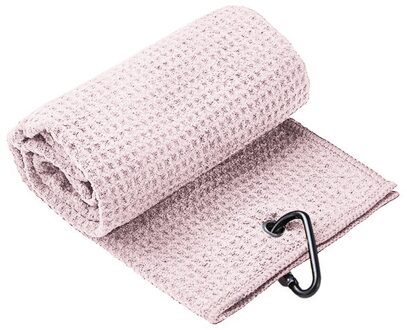 Golf Handdoek Wafel Patroon Katoen Met Karabijnhaak Reinigingsdoekjes Microfiber Haak Reinigt Clubs Ballen Handen roze