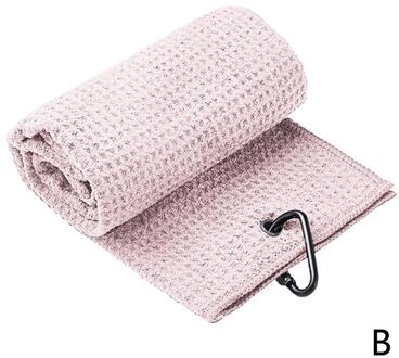 Golf Handdoek Wafel Patroon Katoen Met Karabijnhaak Reinigingsdoekjes Microfiber Haak Reinigt Clubs Ballen Handen roze