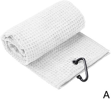 Golf Handdoek Wafel Patroon Katoen Met Karabijnhaak Reinigingsdoekjes Microfiber Haak Reinigt Clubs Ballen Handen wit