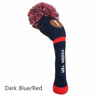 Golf Head Cover Diver No.1 Wol Gebreide Iron Club Headcovers Breien Hout Pom Pom Covers Wollige Pack 4 Kleuren 1 pc donker blauw-rood