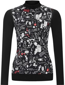 Golf Ice Zijde Lange Mouwen Vrouwen Zon Beschermende Kleding Mode Slanke Afdrukken Dames Outdoor Sport Dieptepunt Shirt zwart / S