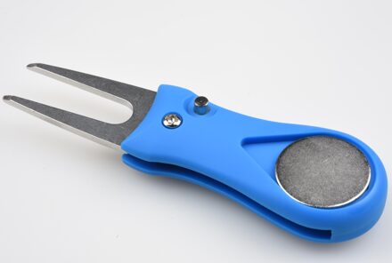 Golf Pitchfork Bal Marker Opvouwbare Reparatie Tool Golf Training Aids Switchblade Pitch Groove Cleaner Golf Accessoires Blauw
