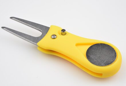 Golf Pitchfork Bal Marker Opvouwbare Reparatie Tool Golf Training Aids Switchblade Pitch Groove Cleaner Golf Accessoires geel