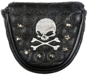 Golf Putter Cover Skull Klinknagels Pu Leer Magnetische Sluiting Headcover Voor Mallet Putter Golf Hoofd Covers zwart