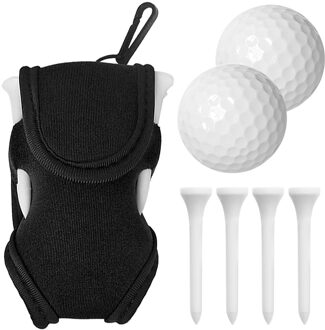 Golfballen En Tees Bag Holder Heuptas Golfbal Houder Tees Outdoor Golf Tees Golf Carrier Case Met 2 Ballen 4 Tees zwart