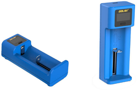 Golisi I2 I4 I1 LCD Display Usb-poort Smart Lite Batterij Lader Voor Li-Ion/Ni-Mh/Ni-cd batterij 2Slots I1 blauw