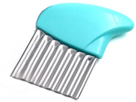 Golvend Aardappel Cutter Rvs Frieten Mes Wortel Groente Snijmachine Spiraal Snijgereedschap Keuken Koken Gadgets blauw