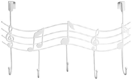 Golvend Muzieknoten 5 Haken Wandkapstokken Kleren Deur Hanger Elegante 37MF wit