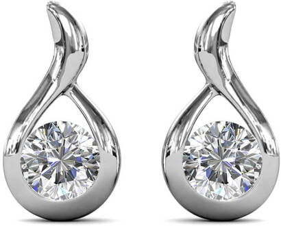 Golvende oorbellen - Zilver en kristal - One Size