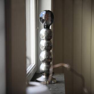 Gong tafellamp, zilverkleurig, metaal, hoogte 33 cm