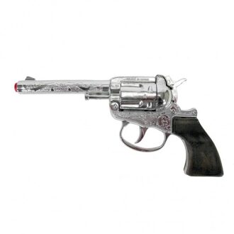 Gonher Cowboy verkleed speelgoed revolver/pistool metaal 100 schots plaffertjes - Verkleedattributen