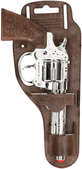 Gonher Cowboy verkleed speelgoed revolver/pistool metaal 8 schots plaffertjes Multi