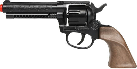 Gonher Gohner cowboy verkleed speelgoed revolver/pistool - metaal/plastic - 8 schots Zwart