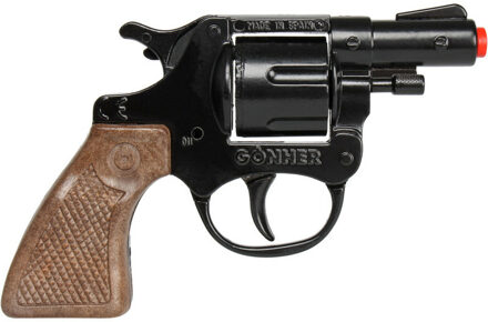 Gonher Gohner politie verkleed speelgoed revolver/pistool met kort loop - metaal/plastic - 8 schots