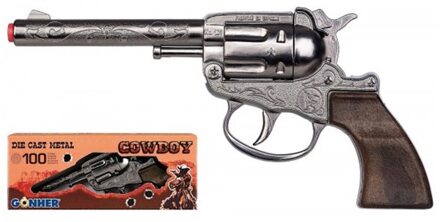 Gonher Speelgoed revolver cowboy 100 schots zilver Zilverkleurig
