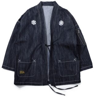 GONTHWID Japanse Kimono Jassen Japan Stijl Rits Pocket Borduurwerk Mannen Streetwear Man Mode Hip Hop Casual Jassen XXL