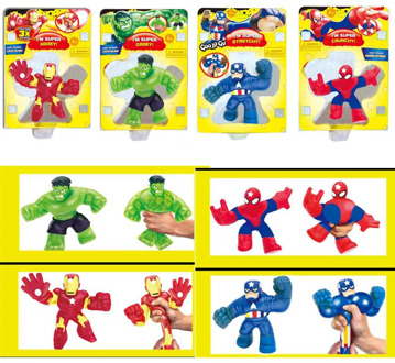 GOO Jit Zu Marvel Iron Man Hulk Squeeze Doll Elastic Rubber People Pinch Music Decompression Vent Toy